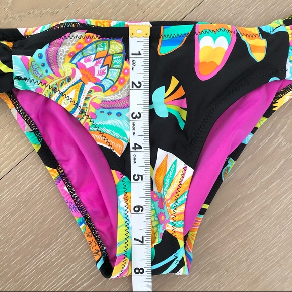 ⭐️Trina Turk⭐️Tankini Halter Set Neon Floral Paisley Black Swimsuit Swim Bikini - Picture 8 of 13